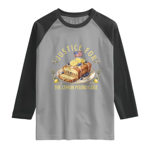 Justice for the Lemon Pound Cake Vintage Raglan Shirt Funny Viral Meme Dessert Parody Rap Fans TS02 Sport Gray Black Print Your Wear