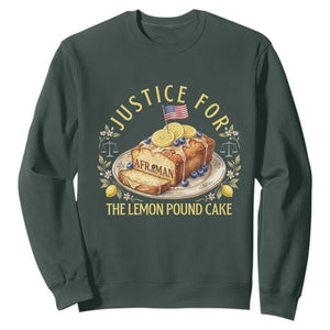 Justice for the Lemon Pound Cake Vintage Sweatshirt Funny Viral Meme Dessert Parody Rap Fans TS02 Dark Forest Green Print Your Wear