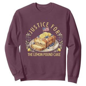 Justice for the Lemon Pound Cake Vintage Sweatshirt Funny Viral Meme Dessert Parody Rap Fans TS02 Maroon Print Your Wear