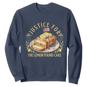 Justice for the Lemon Pound Cake Vintage Sweatshirt Funny Viral Meme Dessert Parody Rap Fans TS02 Navy Print Your Wear