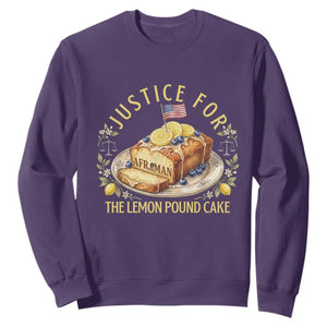 Justice for the Lemon Pound Cake Vintage Sweatshirt Funny Viral Meme Dessert Parody Rap Fans TS02 Purple Print Your Wear