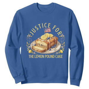 Justice for the Lemon Pound Cake Vintage Sweatshirt Funny Viral Meme Dessert Parody Rap Fans TS02 Royal Blue Print Your Wear
