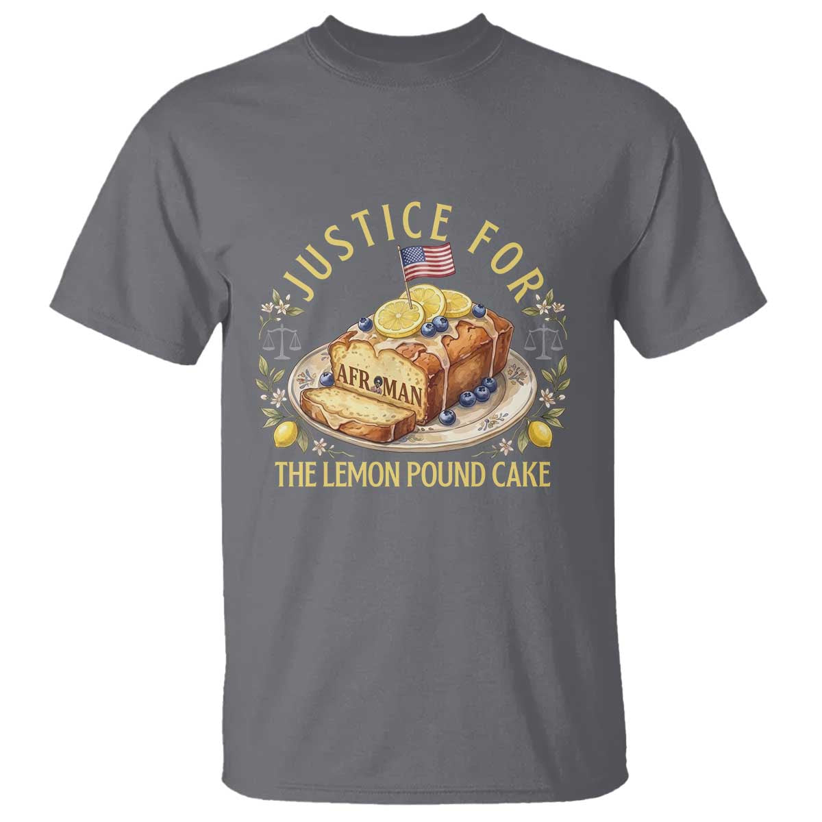 Justice for the Lemon Pound Cake Vintage T Shirt - Funny Viral Meme Dessert Parody Rap Fans TS02 Charcoal Print Your Wear
