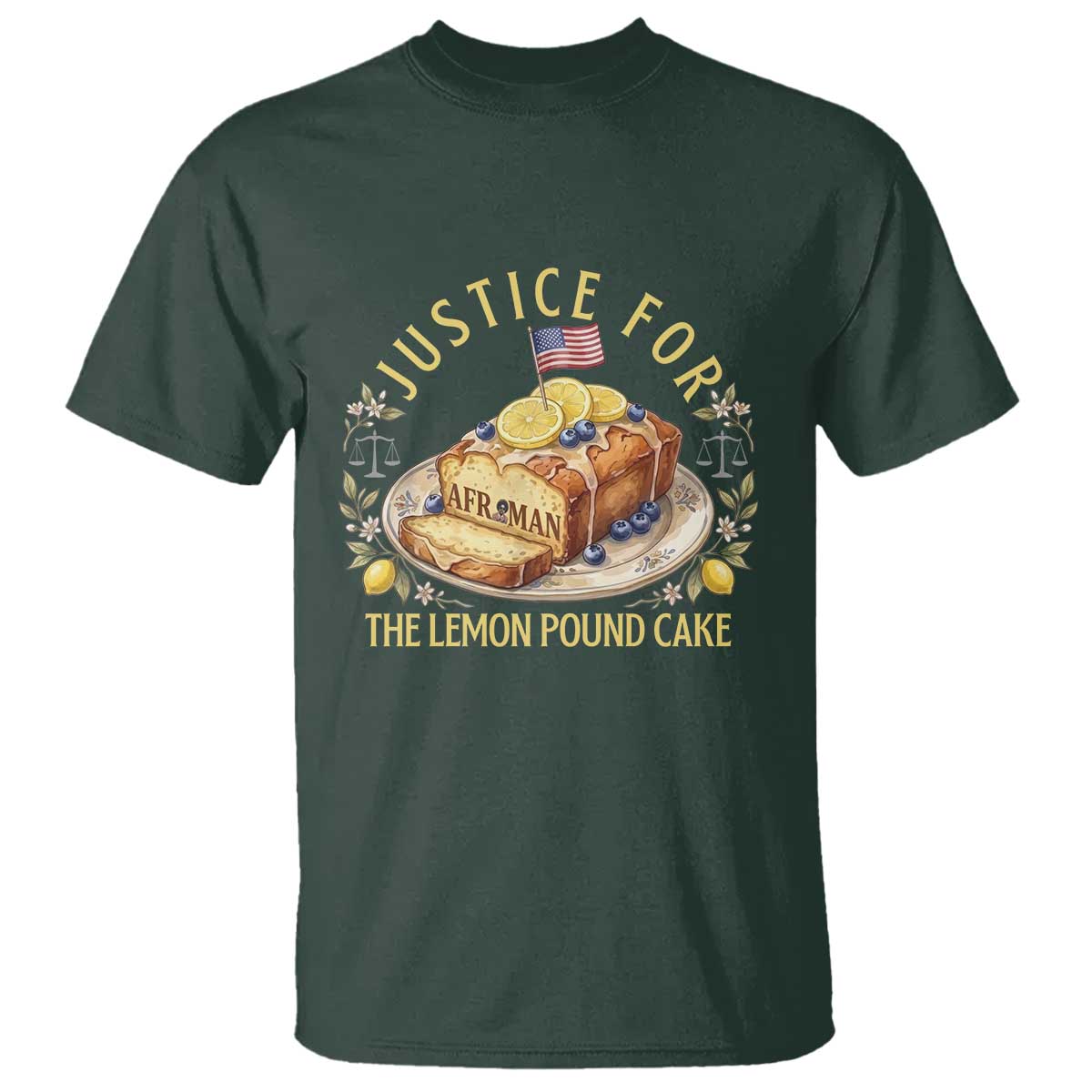 Justice for the Lemon Pound Cake Vintage T Shirt - Funny Viral Meme Dessert Parody Rap Fans TS02 Dark Forest Green Print Your Wear