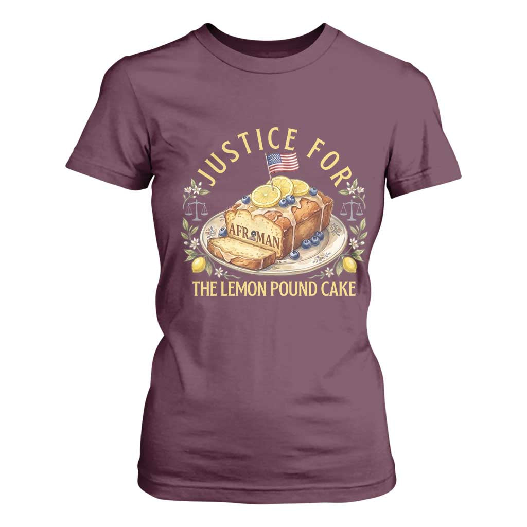Justice for the Lemon Pound Cake Vintage T Shirt For Women Funny Viral Meme Dessert Parody Rap Fans TS02 Maroon Print Your Wear