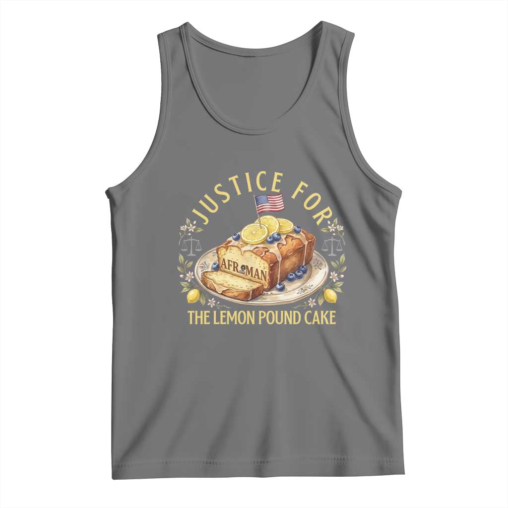 Justice for the Lemon Pound Cake Vintage Tank Top Funny Viral Meme Dessert Parody Rap Fans TS02 Black Heather Print Your Wear