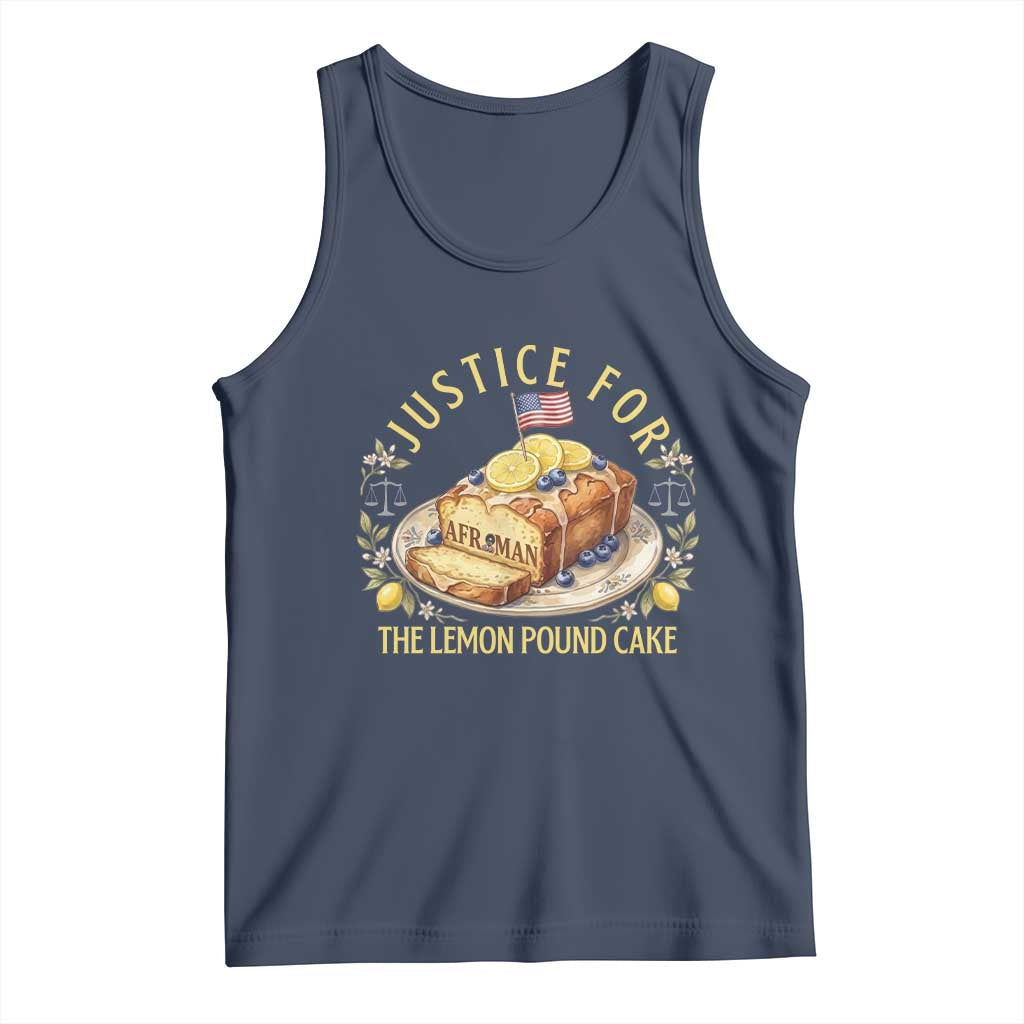 Justice for the Lemon Pound Cake Vintage Tank Top Funny Viral Meme Dessert Parody Rap Fans TS02 Navy Print Your Wear