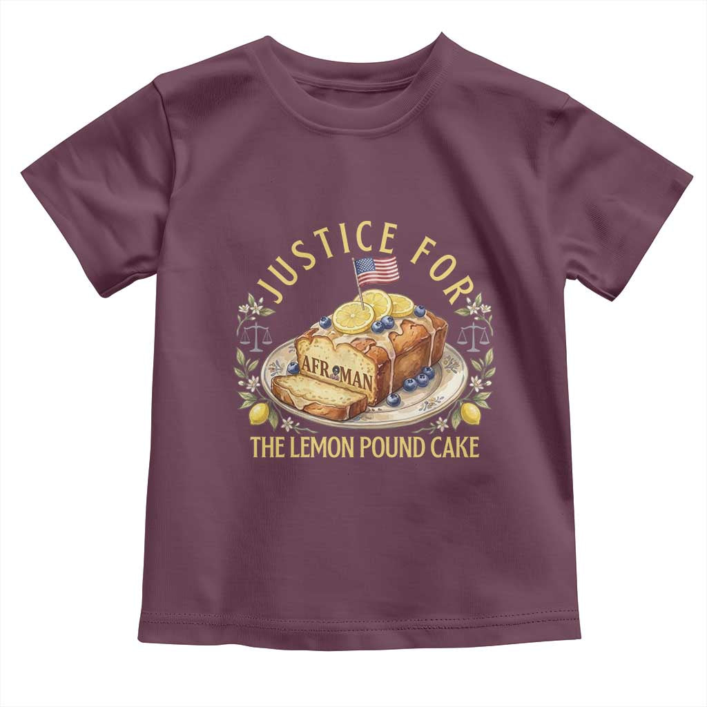 Justice for the Lemon Pound Cake Vintage Toddler T Shirt Funny Viral Meme Dessert Parody Rap Fans TS02 Maroon Print Your Wear