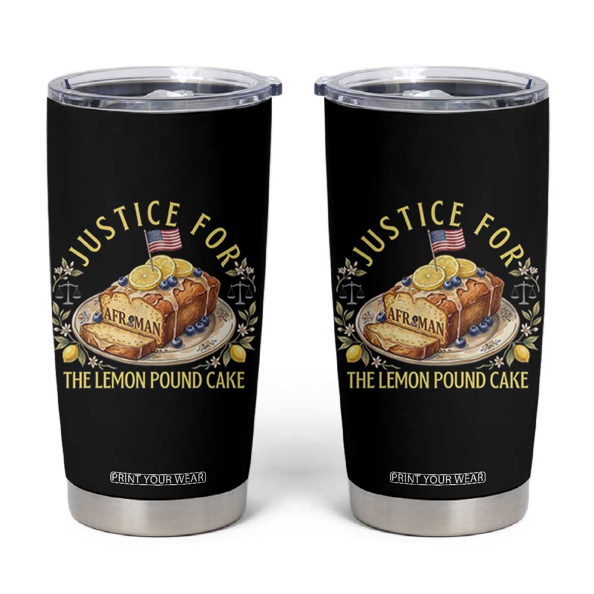 Justice for the Lemon Pound Cake Vintage Tumbler Cup Funny Viral Meme Dessert Parody Rap Fans TS02 Black Print Your Wear