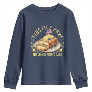 Justice for the Lemon Pound Cake Vintage Youth Sweatshirt Funny Viral Meme Dessert Parody Rap Fans TS02 Navy Print Your Wear