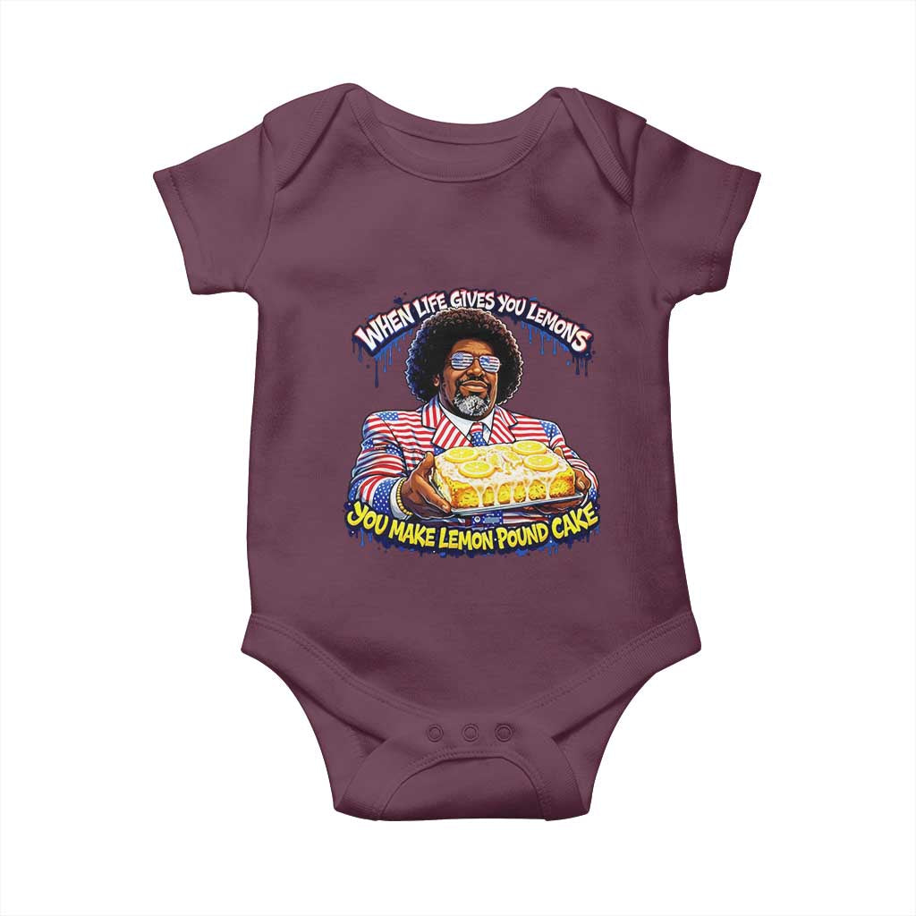 When Life Gives You Lemons Make Lemon Pound Cake Funny Meme Baby Onesie Viral Hip Hop Humor Parody for Rap Fans TS02 Maroon Print Your Wear