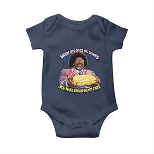 When Life Gives You Lemons Make Lemon Pound Cake Funny Meme Baby Onesie Viral Hip Hop Humor Parody for Rap Fans TS02 Navy Print Your Wear