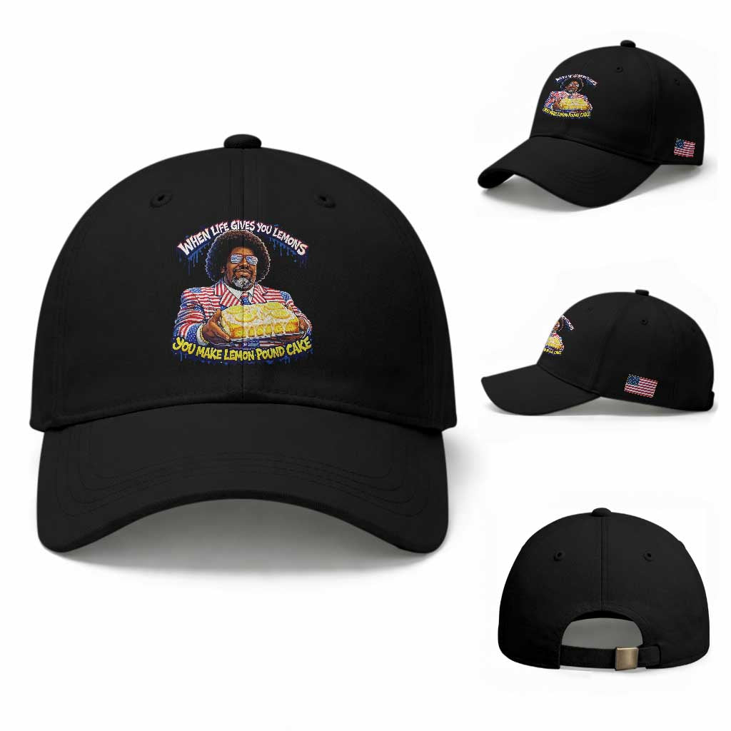 When Life Gives You Lemons Make Lemon Pound Cake Funny Meme Baseball Cap Viral Hip Hop Humor Parody for Rap Fans TS02 Baseball Cap Universal Fit Black Print Your Wear