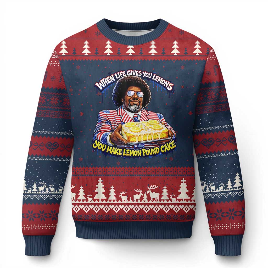 When Life Gives You Lemons Make Lemon Pound Cake Funny Meme Ugly Christmas Sweater Viral Hip Hop Humor Parody for Rap Fans TS02 Navy Red Print Your Wear