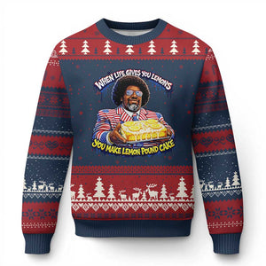 When Life Gives You Lemons Make Lemon Pound Cake Funny Meme Ugly Christmas Sweater Viral Hip Hop Humor Parody for Rap Fans TS02 Navy Red Print Your Wear