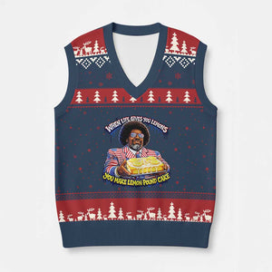 When Life Gives You Lemons Make Lemon Pound Cake Funny Meme V-Neck Knit Sweater Vest Viral Hip Hop Humor Parody for Rap Fans TS02 Navy Red Print Your Wear