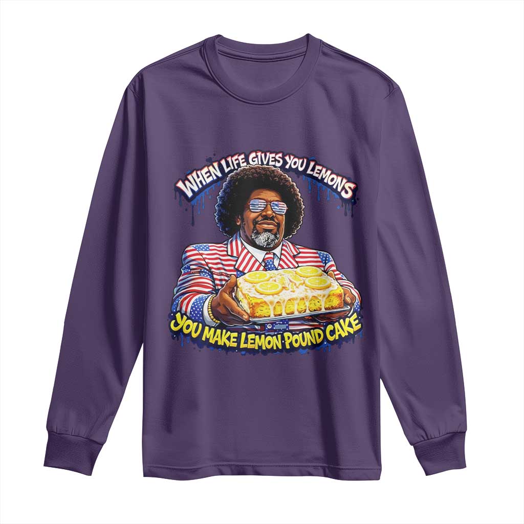 When Life Gives You Lemons Make Lemon Pound Cake Funny Meme Long Sleeve Shirt Viral Hip Hop Humor Parody for Rap Fans TS02 Purple Print Your Wear