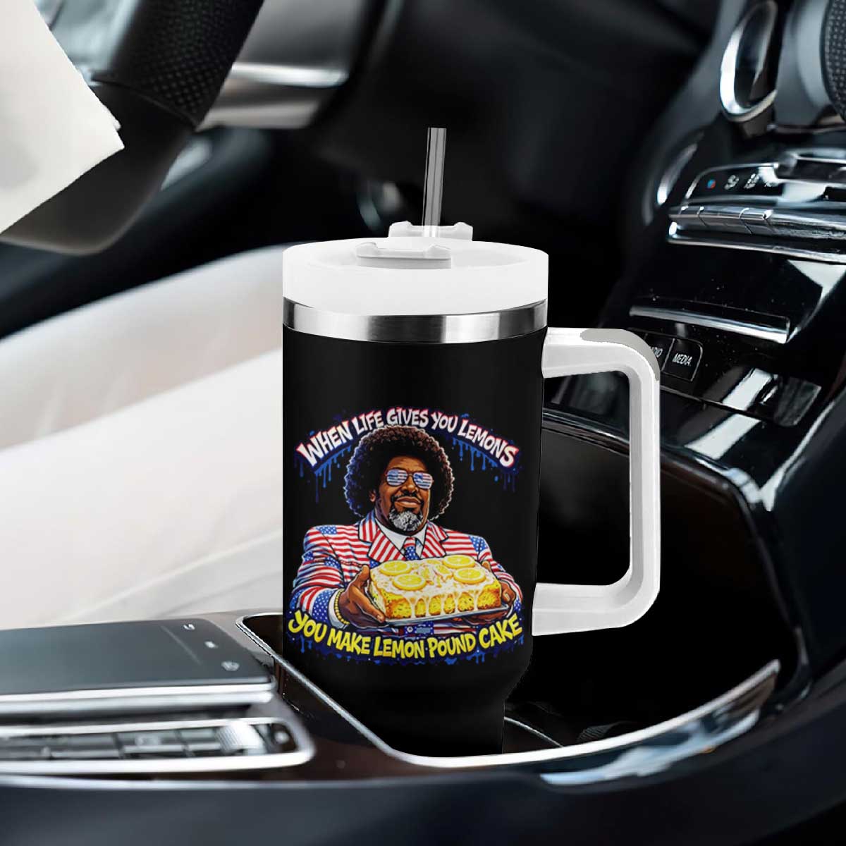 When Life Gives You Lemons Make Lemon Pound Cake Funny Meme Tumbler With Handle Viral Hip Hop Humor Parody for Rap Fans TS02 Print Your Wear