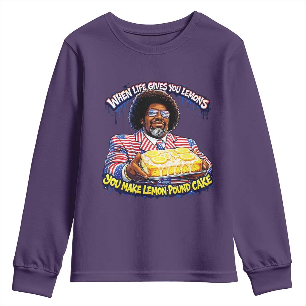 When Life Gives You Lemons Make Lemon Pound Cake Funny Meme Youth Sweatshirt Viral Hip Hop Humor Parody for Rap Fans TS02 Purple Print Your Wear