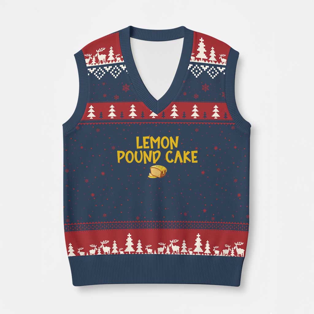 Lemon Pound Cake Team V-Neck Knit Sweater Vest Viral Meme Dessert Parody Internet Culture Fans TS02 Navy Red Print Your Wear