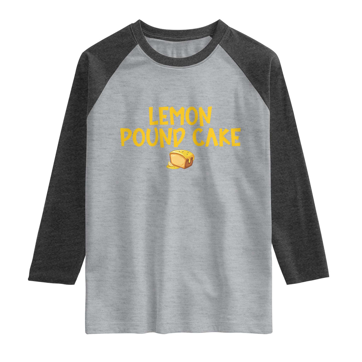 Lemon Pound Cake Team Raglan Shirt Viral Meme Dessert Parody Internet Culture Fans TS02 Heather Gray Heather Charcoal Print Your Wear