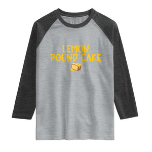 Lemon Pound Cake Team Raglan Shirt Viral Meme Dessert Parody Internet Culture Fans TS02 Heather Gray Heather Charcoal Print Your Wear