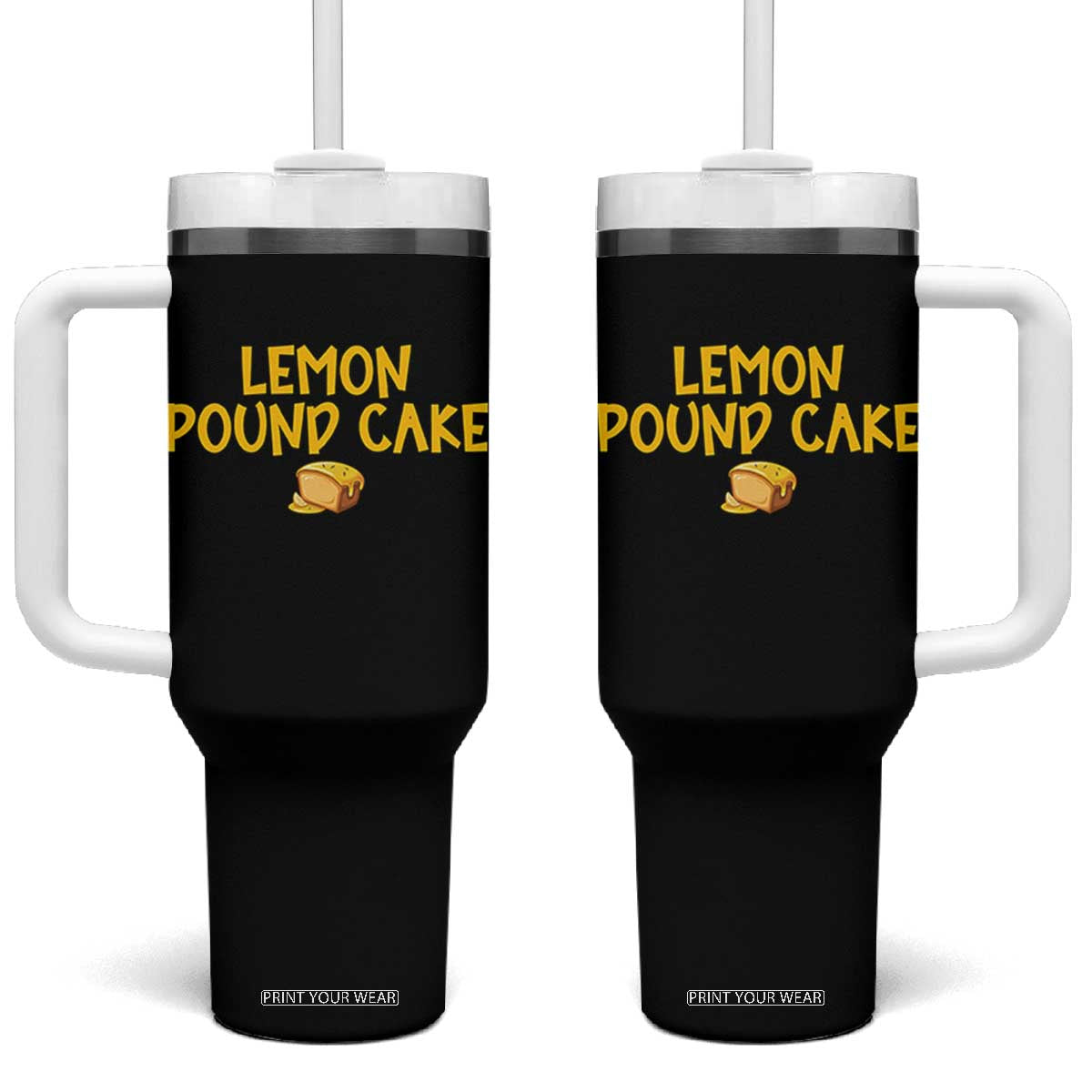 Lemon Pound Cake Team Tumbler With Handle Viral Meme Dessert Parody Internet Culture Fans TS02 One Size: 40 oz Black Print Your Wear