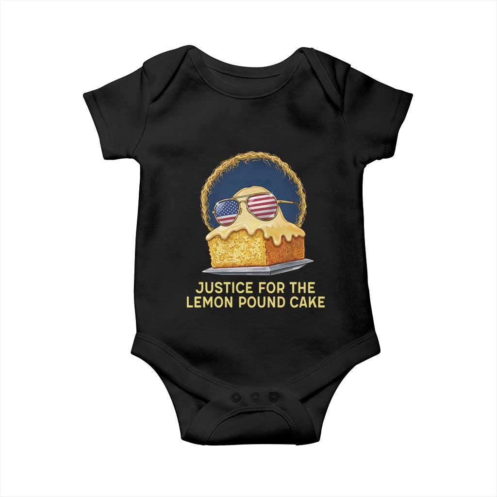 Justice for the Lemon Pound Cake Baby Onesie Viral Meme Dessert Parody Retro Hip Hop Vibe TS02 Black Print Your Wear