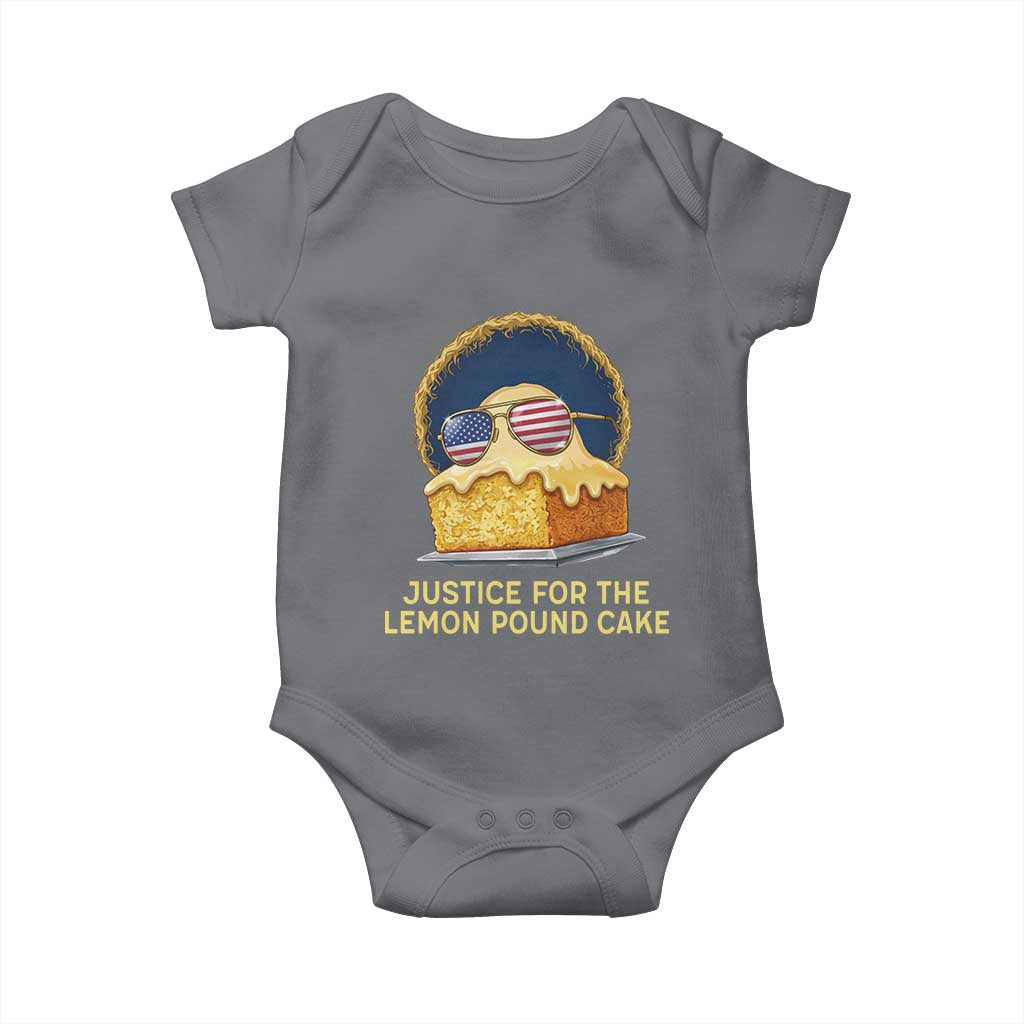 Justice for the Lemon Pound Cake Baby Onesie Viral Meme Dessert Parody Retro Hip Hop Vibe TS02 Charcoal Print Your Wear