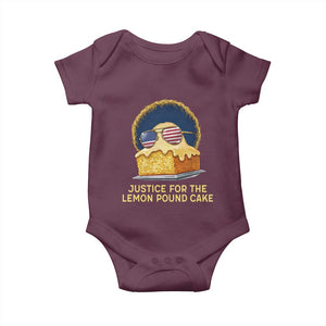 Justice for the Lemon Pound Cake Baby Onesie Viral Meme Dessert Parody Retro Hip Hop Vibe TS02 Maroon Print Your Wear
