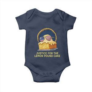 Justice for the Lemon Pound Cake Baby Onesie Viral Meme Dessert Parody Retro Hip Hop Vibe TS02 Navy Print Your Wear