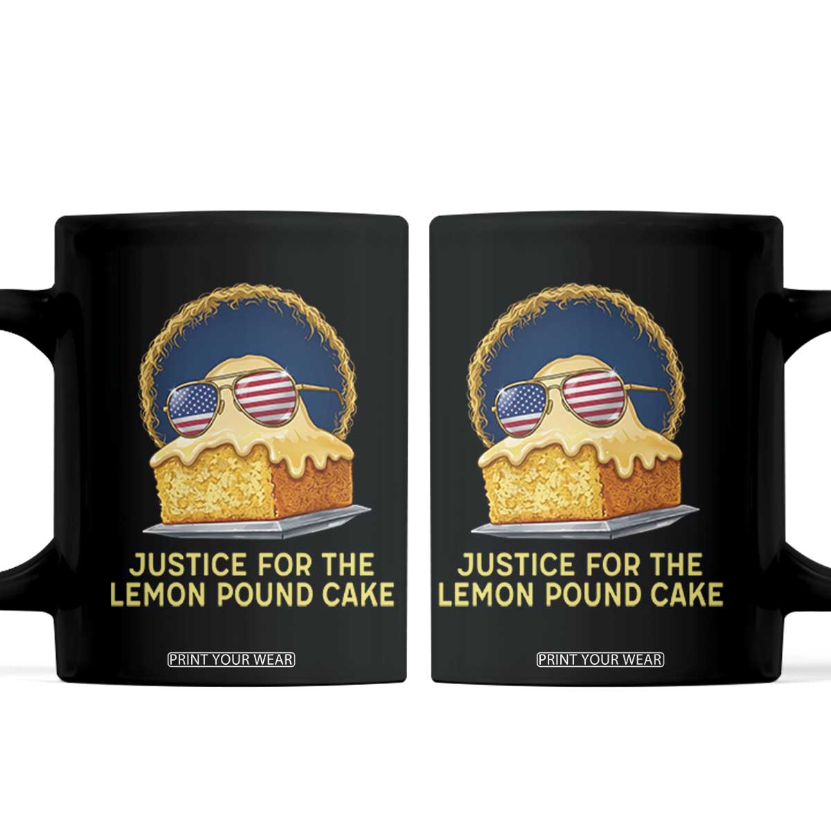 Justice for the Lemon Pound Cake Coffee Mug Viral Meme Dessert Parody Retro Hip Hop Vibe TS02 Black Print Your Wear