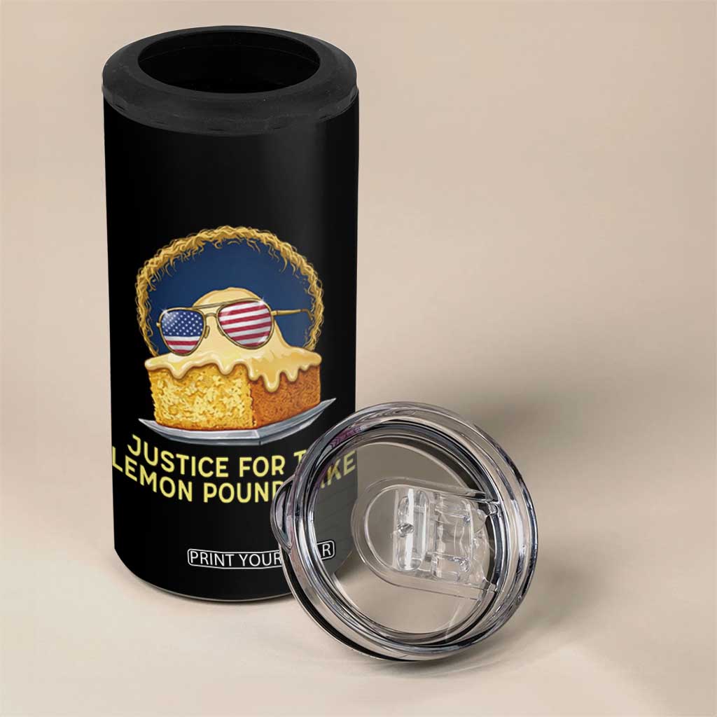 Justice for the Lemon Pound Cake 4 in 1 Can Cooler Tumbler Viral Meme Dessert Parody Retro Hip Hop Vibe TS02 Print Your Wear