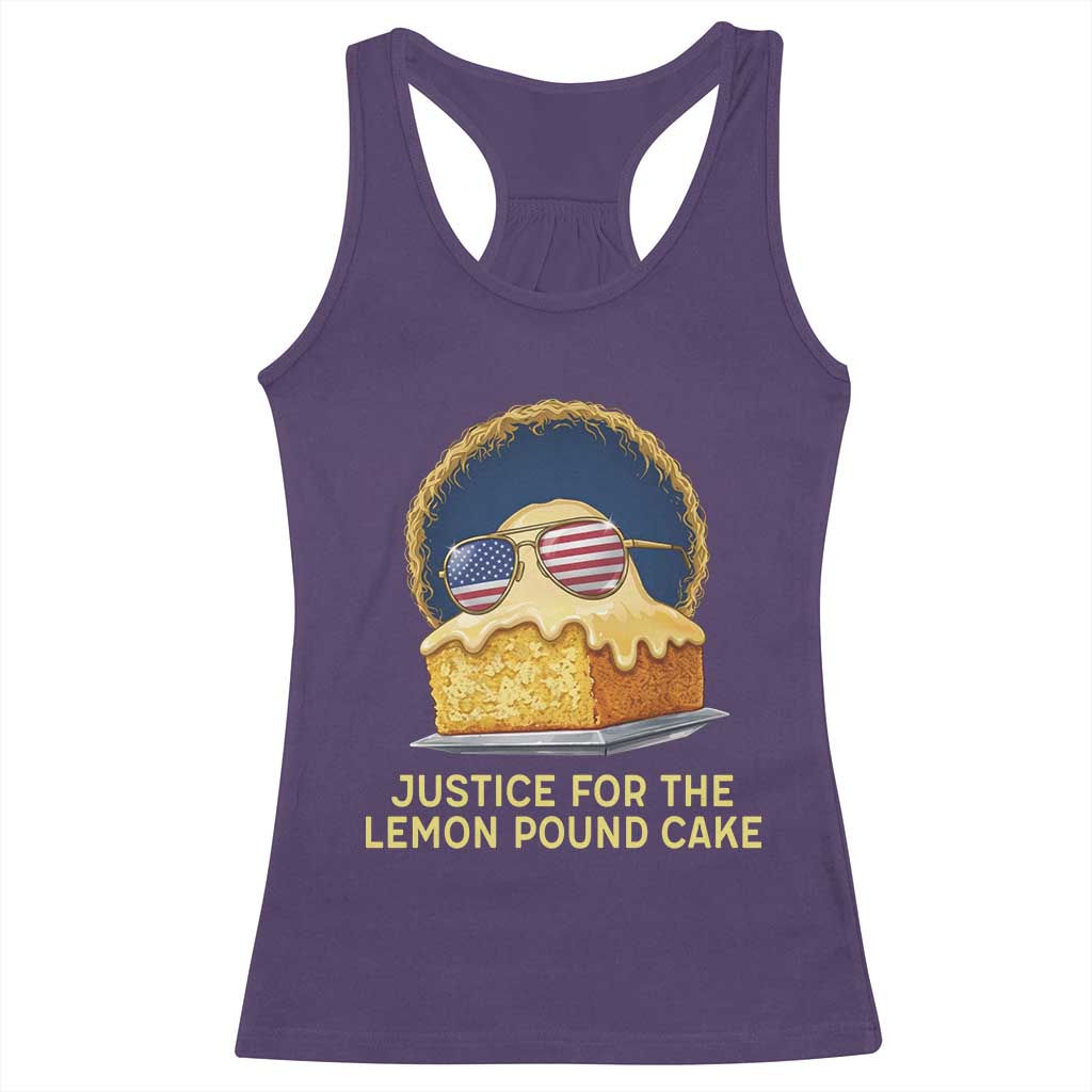 Justice for the Lemon Pound Cake Racerback Tank Top Viral Meme Dessert Parody Retro Hip Hop Vibe TS02 Purple Print Your Wear