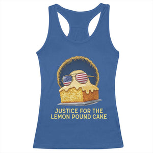Justice for the Lemon Pound Cake Racerback Tank Top Viral Meme Dessert Parody Retro Hip Hop Vibe TS02 Royal Blue Print Your Wear