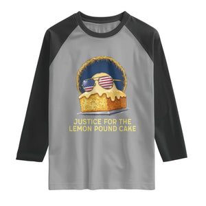 Justice for the Lemon Pound Cake Raglan Shirt Viral Meme Dessert Parody Retro Hip Hop Vibe TS02 Sport Gray Black Print Your Wear