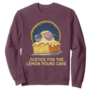Justice for the Lemon Pound Cake Sweatshirt Viral Meme Dessert Parody Retro Hip Hop Vibe TS02 Maroon Print Your Wear
