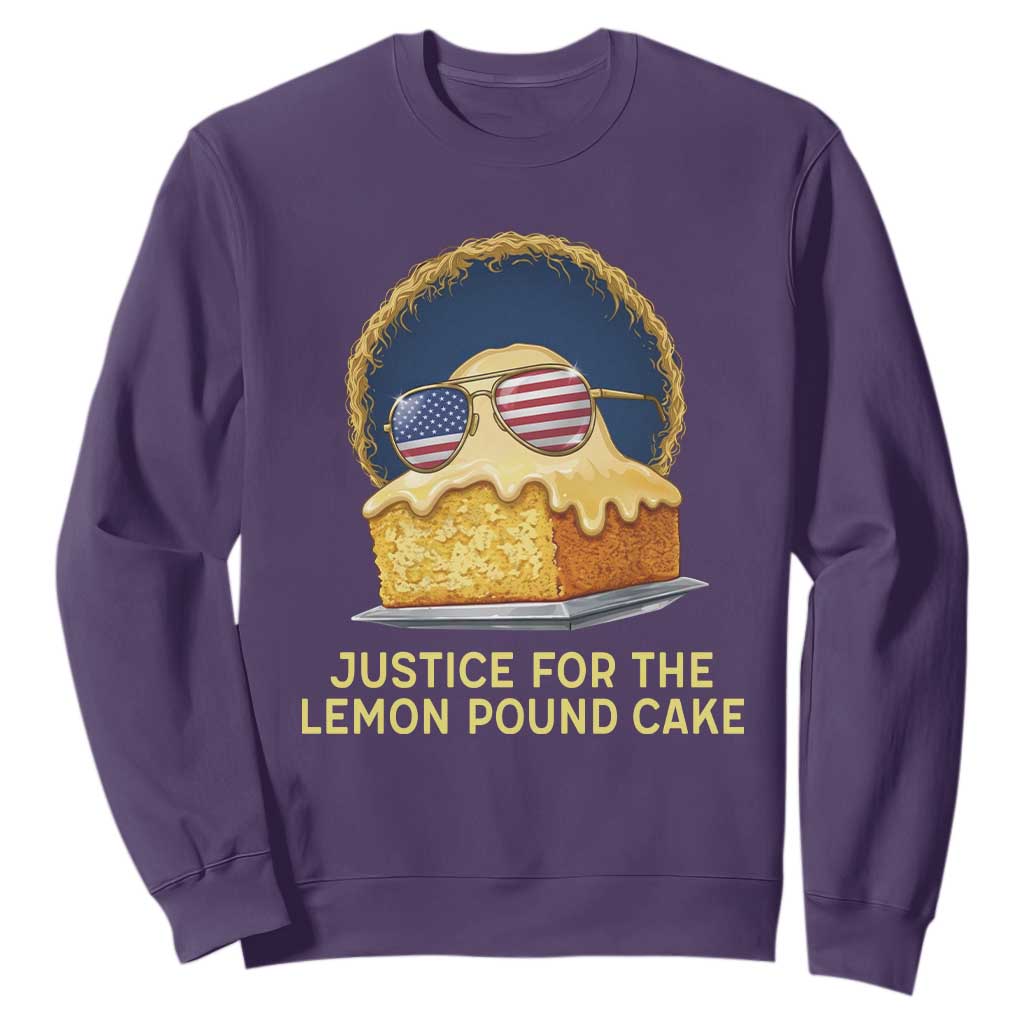 Justice for the Lemon Pound Cake Sweatshirt Viral Meme Dessert Parody Retro Hip Hop Vibe TS02 Purple Print Your Wear