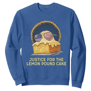 Justice for the Lemon Pound Cake Sweatshirt Viral Meme Dessert Parody Retro Hip Hop Vibe TS02 Royal Blue Print Your Wear