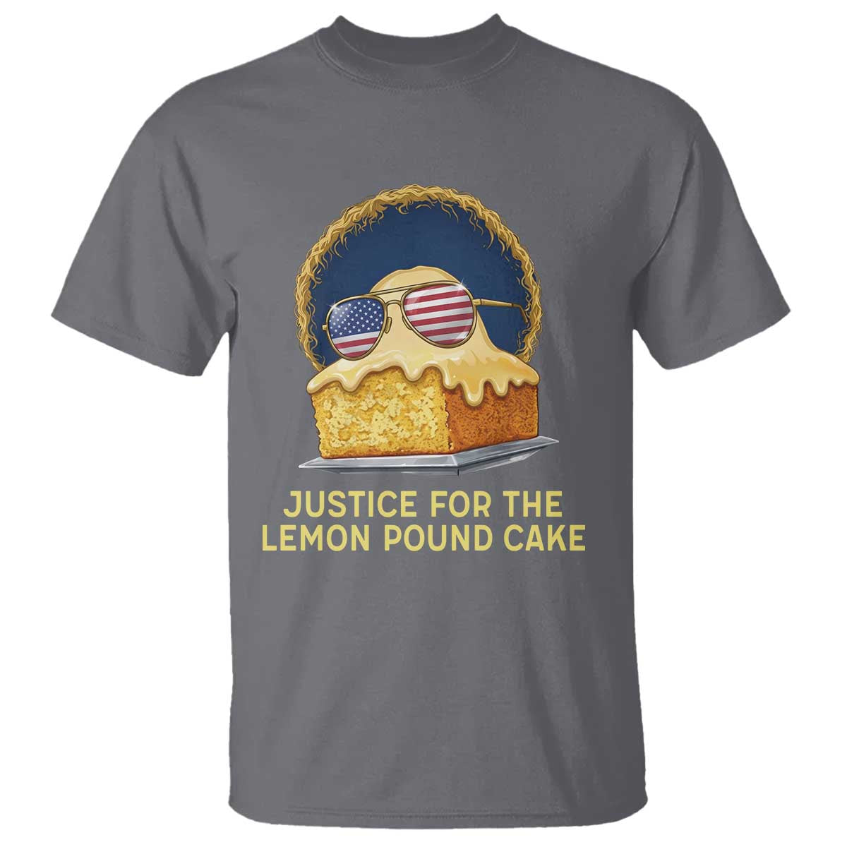 Justice for the Lemon Pound Cake T Shirt - Viral Meme Dessert Parody Retro Hip Hop Vibe TS02 Charcoal Print Your Wear