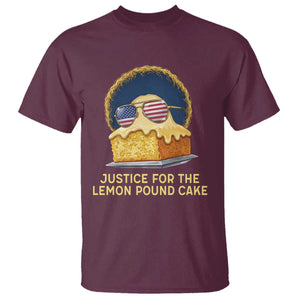 Justice for the Lemon Pound Cake T Shirt - Viral Meme Dessert Parody Retro Hip Hop Vibe TS02 Maroon Print Your Wear