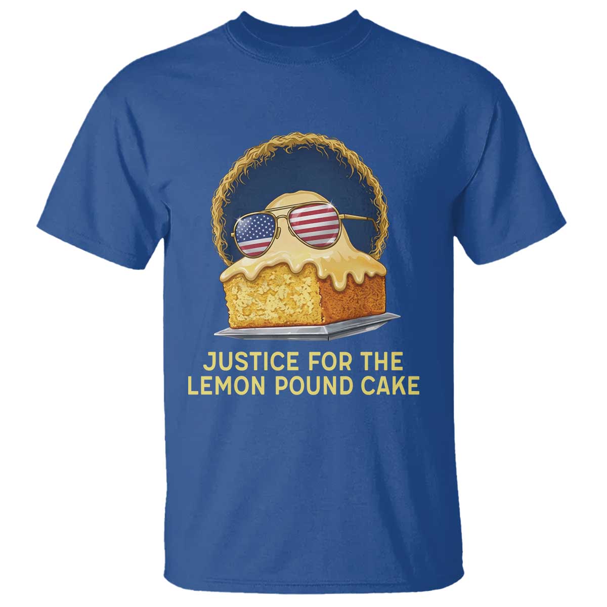 Justice for the Lemon Pound Cake T Shirt - Viral Meme Dessert Parody Retro Hip Hop Vibe TS02 Royal Blue Print Your Wear