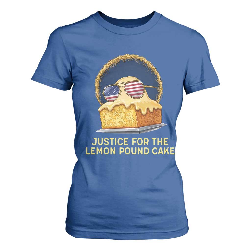 Justice for the Lemon Pound Cake T Shirt For Women Viral Meme Dessert Parody Retro Hip Hop Vibe TS02 Royal Blue Print Your Wear