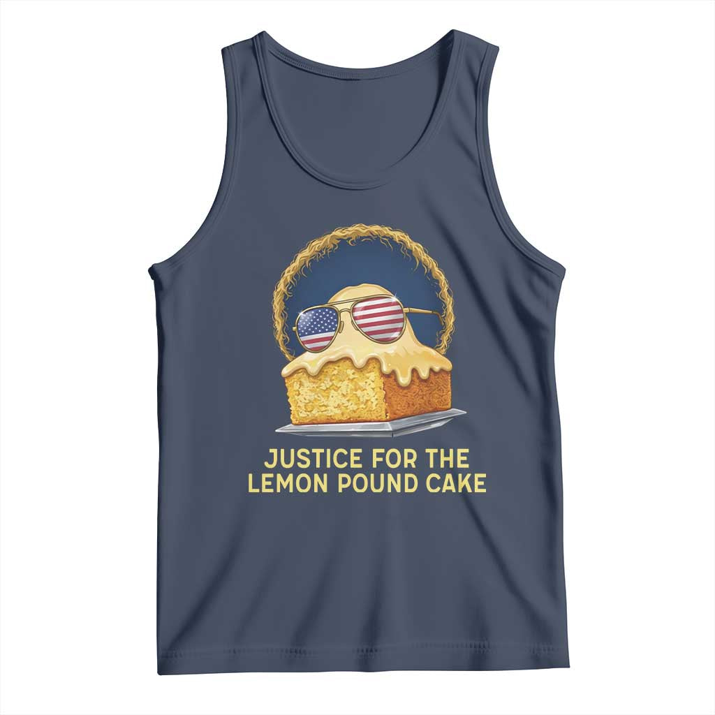 Justice for the Lemon Pound Cake Tank Top Viral Meme Dessert Parody Retro Hip Hop Vibe TS02 Navy Print Your Wear