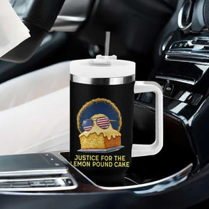 Justice for the Lemon Pound Cake Tumbler With Handle Viral Meme Dessert Parody Retro Hip Hop Vibe TS02 Print Your Wear