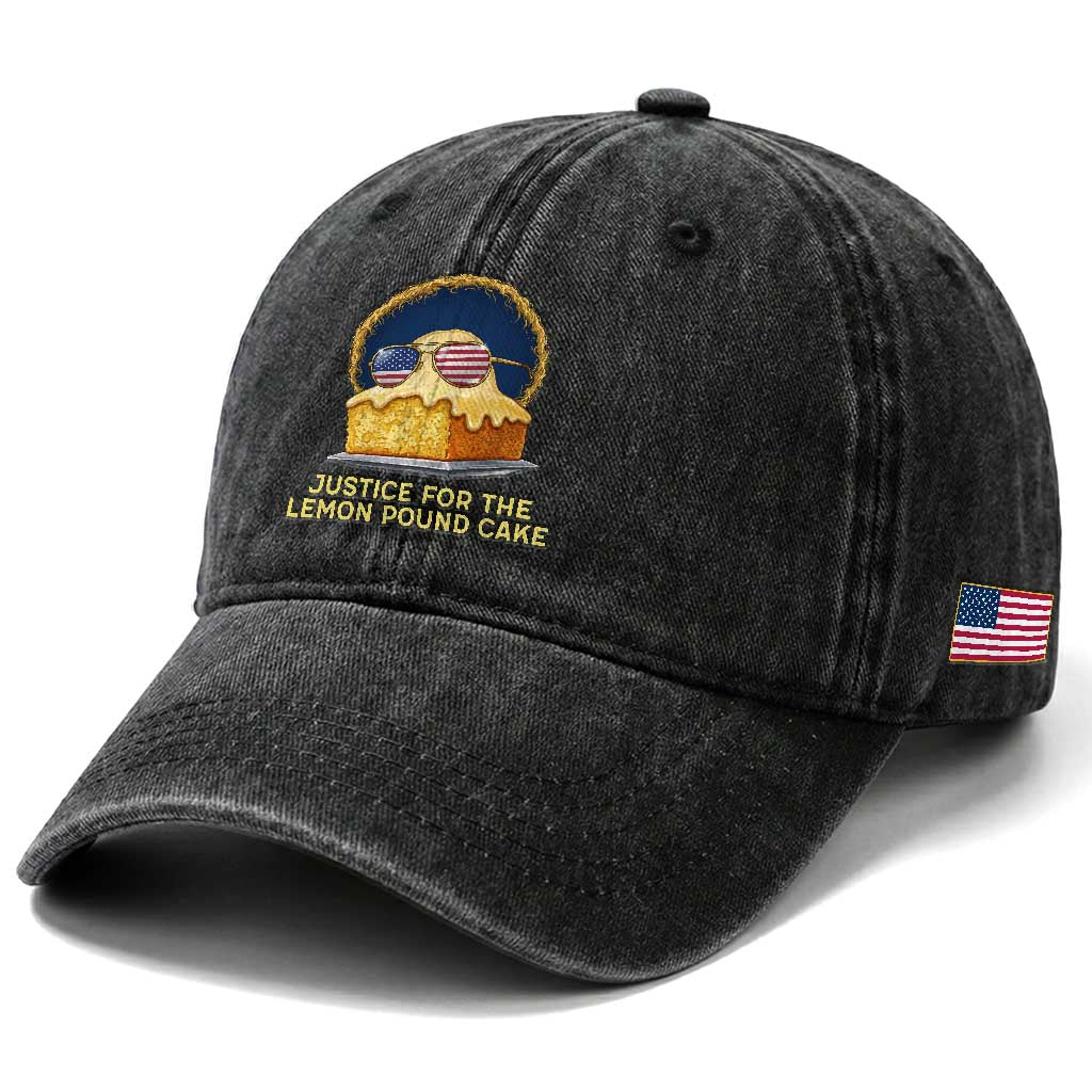Justice for the Lemon Pound Cake Washed Cotton Baseball Cap Viral Meme Dessert Parody Retro Hip Hop Vibe TS02 Print Your Wear