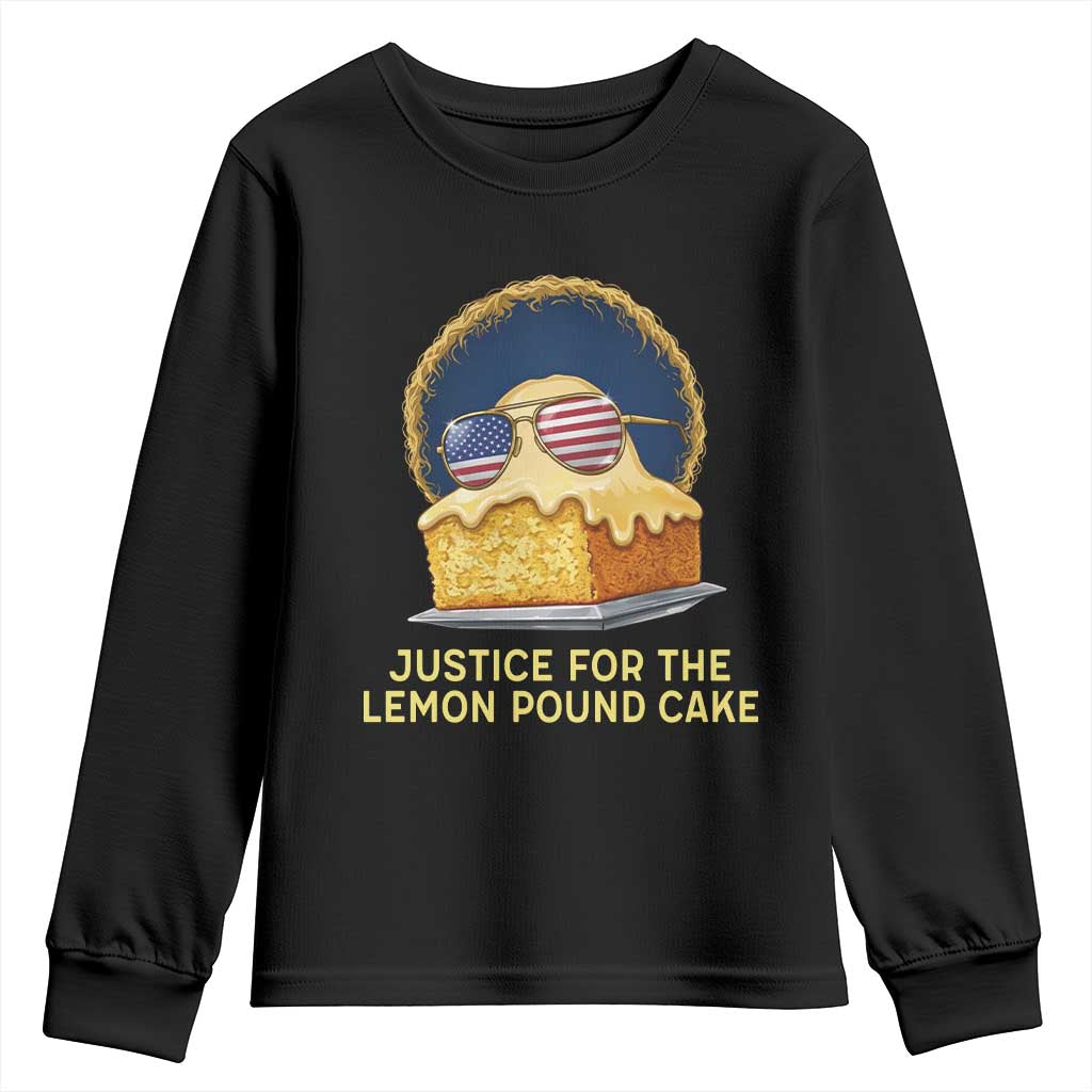 Justice for the Lemon Pound Cake Youth Sweatshirt Viral Meme Dessert Parody Retro Hip Hop Vibe TS02 Black Print Your Wear
