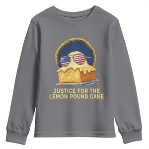Justice for the Lemon Pound Cake Youth Sweatshirt Viral Meme Dessert Parody Retro Hip Hop Vibe TS02 Charcoal Print Your Wear