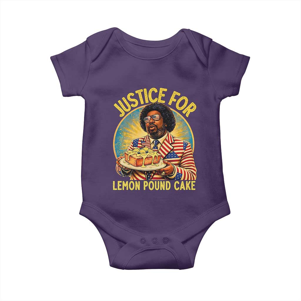 Justice for Lemon Pound Cake Patriotic Meme Baby Onesie Funny Viral Hip Hop Parody for Music Rap Fans TS02 Purple Print Your Wear