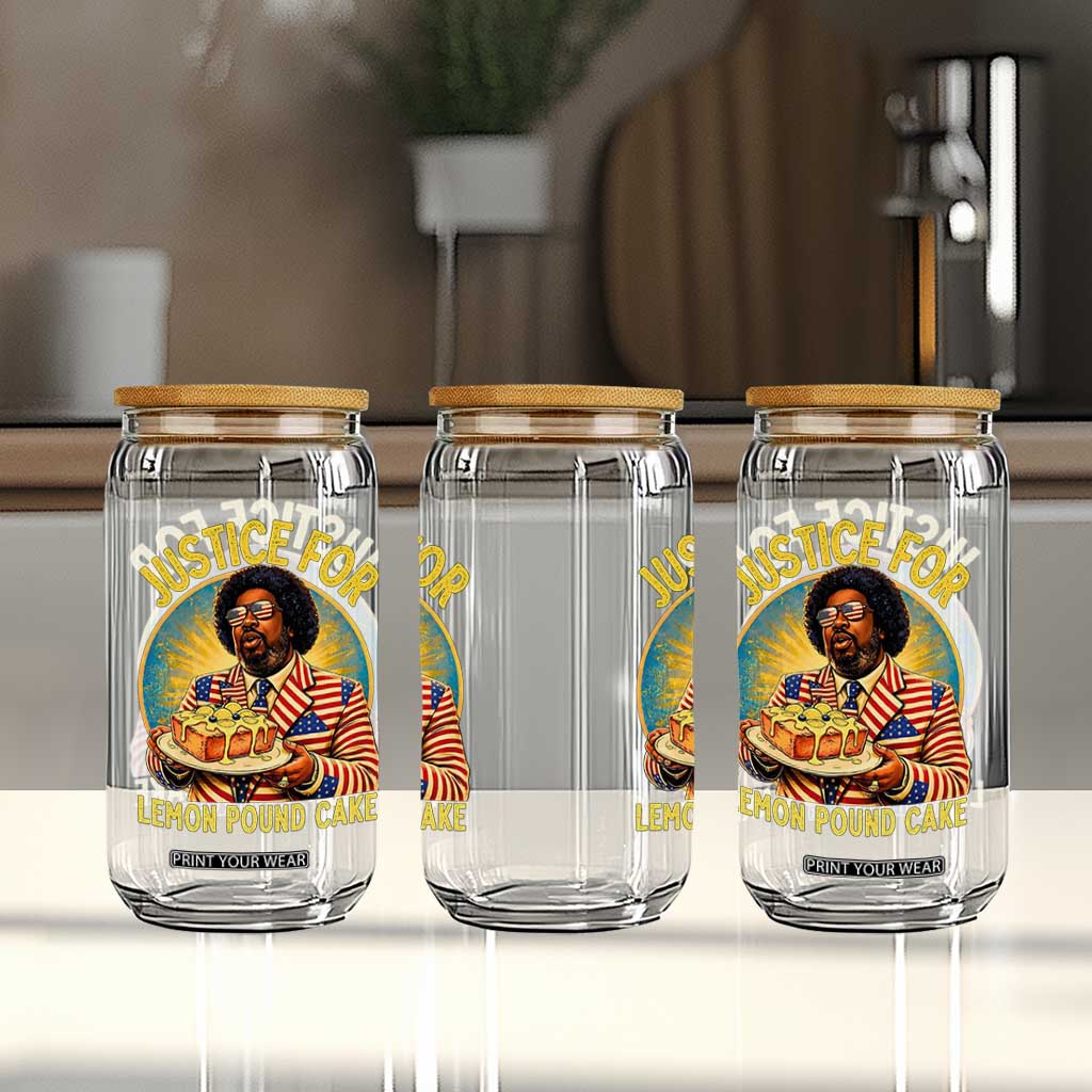 Justice for Lemon Pound Cake Patriotic Meme Glass Can Funny Viral Hip Hop Parody for Music Rap Fans TS02 Print Your Wear
